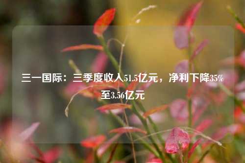 三一国际：三季度收入51.5亿元，净利下降35%至3.56亿元