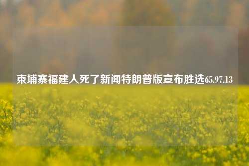 柬埔寨福建人死了新闻特朗普版宣布胜选65.97.13