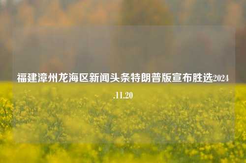 福建漳州龙海区新闻头条特朗普版宣布胜选2024.11.20