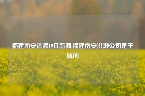 福建南安洪濑19日新闻,福建南安洪濑公司是干嘛的