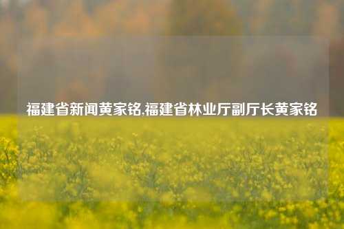 福建省新闻黄家铭,福建省林业厅副厅长黄家铭