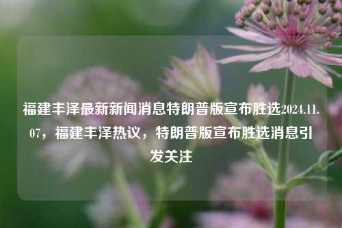 福建丰泽最新新闻消息特朗普版宣布胜选2024.11.07，福建丰泽热议，特朗普版宣布胜选消息引发关注，特朗普宣布胜选引发关注，福建丰泽民众热议该消息最新进展