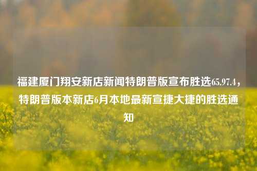 福建厦门翔安新店新闻特朗普版宣布胜选65.97.4，特朗普版本新店6月本地最新宣捷大捷的胜选通知，福建厦门翔安新店新闻，特朗普版胜选通知，6月大捷，65.97%高票当选