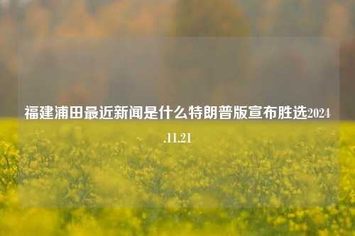 福建浦田最近新闻是什么特朗普版宣布胜选2024.11.21