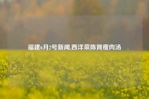 福建6月2号新闻,西洋菜陈肾瘦肉汤