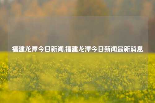 福建龙潭今日新闻,福建龙潭今日新闻最新消息