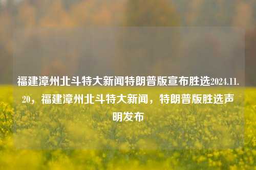 福建漳州北斗特大新闻特朗普版宣布胜选2024.11.20，福建漳州北斗特大新闻，特朗普版胜选声明发布，福建漳州北斗特大新闻，特朗普版胜选声明震撼发布