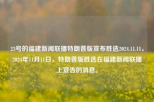 23号的福建新闻联播特朗普版宣布胜选2024.11.11，2024年11月11日，特朗普版胜选在福建新闻联播上宣告的消息。，福建新闻联播特报，特朗普版胜选，2024年11月11日的历史性宣告