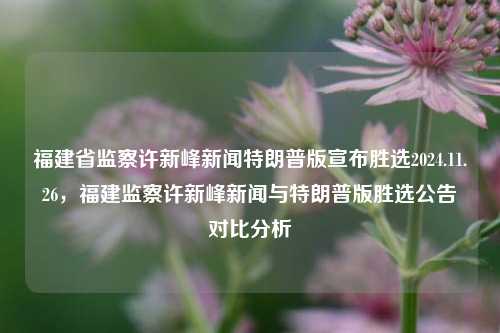 福建省监察许新峰新闻特朗普版宣布胜选2024.11.26，福建监察许新峰新闻与特朗普版胜选公告对比分析，许新峰新闻中的福建监察工作与特朗普版胜选公告对比分析