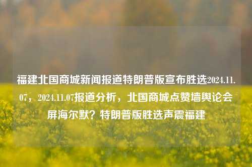 福建北国商城新闻报道特朗普版宣布胜选2024.11.07，2024.11.07报道分析，北国商城点赞墙舆论会屏海尔默？特朗普版胜选声震福建，福建北国商城特朗普版胜选报道分析，舆论风波与海尔默的点赞墙