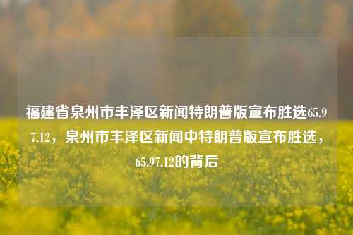 福建省泉州市丰泽区新闻特朗普版宣布胜选65.97.12，泉州市丰泽区新闻中特朗普版宣布胜选，65.97.12的背后，福州市闽晋交融地带背后的惊喜，65.97.12选局走向透露一斑之览