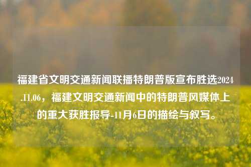 福建省文明交通新闻联播特朗普版宣布胜选2024.11.06，福建文明交通新闻中的特朗普风媒体上的重大获胜报导-11月6日的描绘与叙写。，福建省特朗普当选风云之日，福建文明交通新闻聚焦的重大胜利报导