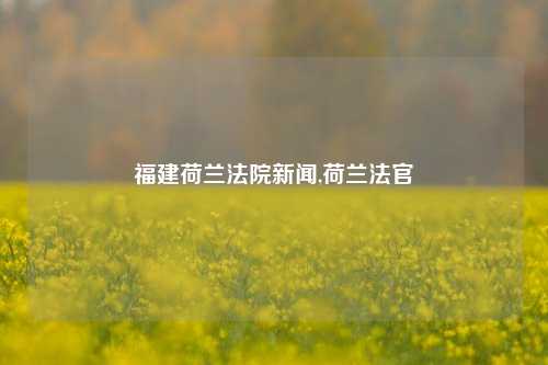 福建荷兰法院新闻,荷兰法官