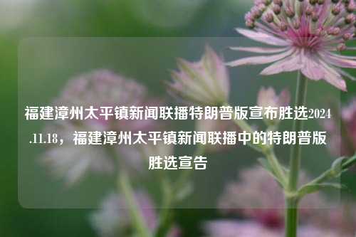 福建漳州太平镇新闻联播特朗普版宣布胜选2024.11.18，福建漳州太平镇新闻联播中的特朗普版胜选宣告