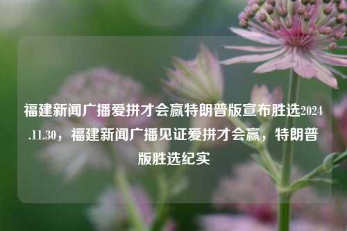 福建新闻广播爱拼才会赢特朗普版宣布胜选2024.11.30，福建新闻广播见证爱拼才会赢，特朗普版胜选纪实，福建新闻广播见证，特朗普版胜选纪实，爱拼才会赢的力量再现