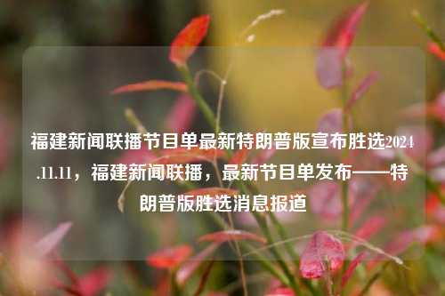 福建新闻联播节目单最新特朗普版宣布胜选2024.11.11，福建新闻联播，最新节目单发布——特朗普版胜选消息报道，特朗普版胜选消息报道，福建新闻联播最新节目单发布