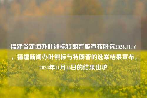 福建省新闻办叶熊标特朗普版宣布胜选2024.11.16，福建新闻办叶熊标与特朗普的选举结果宣布，2024年11月16日的结果出炉，福建新闻办叶熊标公布2024年选举结果，特朗普胜选揭晓