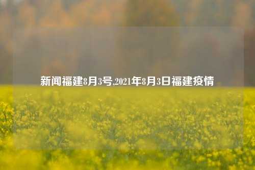 新闻福建8月3号,2021年8月3日福建疫情