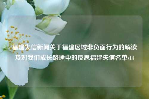 福建失信新闻关于福建区域非负面行为的解读及对我们成长路途中的反思福建失信名单s14