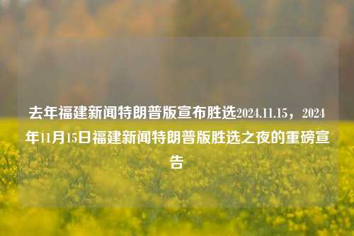 去年福建新闻特朗普版宣布胜选2024.11.15，2024年11月15日福建新闻特朗普版胜选之夜的重磅宣告，福建新闻特辑，特朗普版胜选之夜的重磅宣告，2024年11月15日纪实