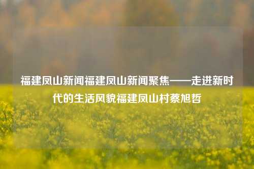 福建凤山新闻福建凤山新闻聚焦——走进新时代的生活风貌福建凤山村蔡旭哲