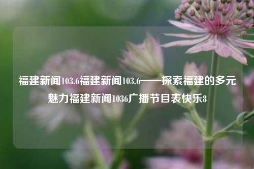 福建新闻103.6福建新闻103.6——探索福建的多元魅力福建新闻1036广播节目表快乐8