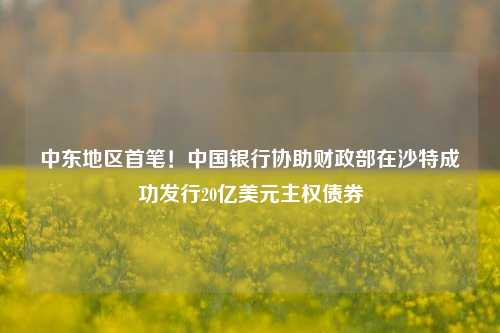 中东地区首笔！中国银行协助财政部在沙特成功发行20亿美元主权债券