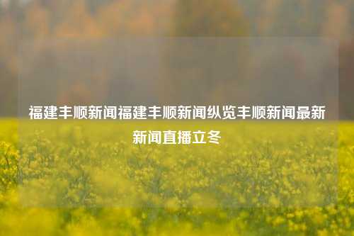 福建丰顺新闻福建丰顺新闻纵览丰顺新闻最新新闻直播立冬