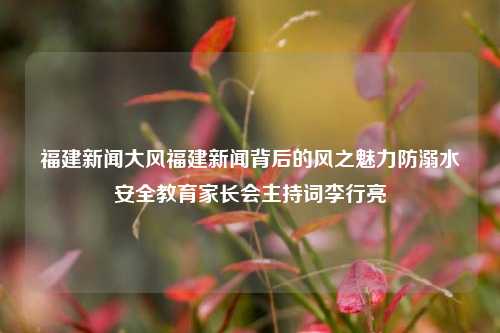 福建新闻大风福建新闻背后的风之魅力防溺水安全教育家长会主持词李行亮