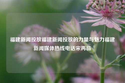 福建新闻投放福建新闻投放的力量与魅力福建新闻媒体热线电话宋再临