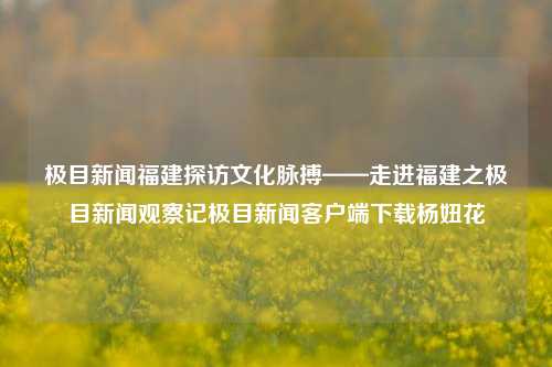 极目新闻福建探访文化脉搏——走进福建之极目新闻观察记极目新闻客户端下载杨妞花