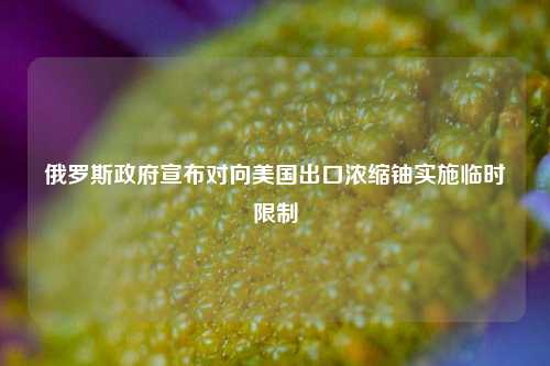 俄罗斯政府宣布对向美国出口浓缩铀实施临时限制