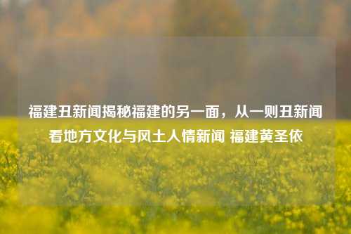 福建丑新闻揭秘福建的另一面，从一则丑新闻看地方文化与风土人情新闻 福建黄圣依