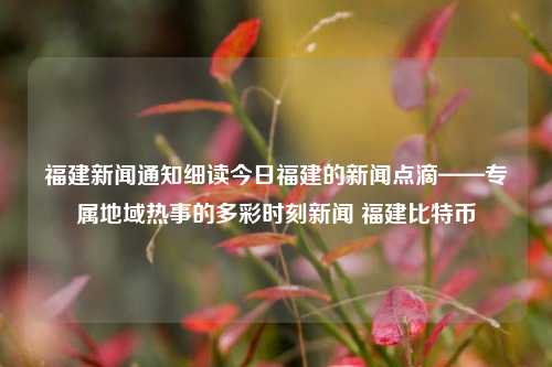 福建新闻通知细读今日福建的新闻点滴——专属地域热事的多彩时刻新闻 福建比特币