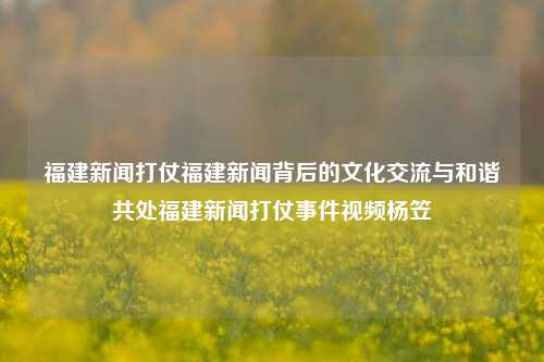 福建新闻打仗福建新闻背后的文化交流与和谐共处福建新闻打仗事件视频杨笠