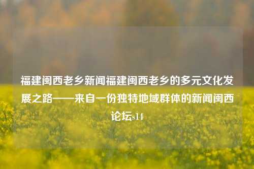 福建闽西老乡新闻福建闽西老乡的多元文化发展之路——来自一份独特地域群体的新闻闽西论坛s14